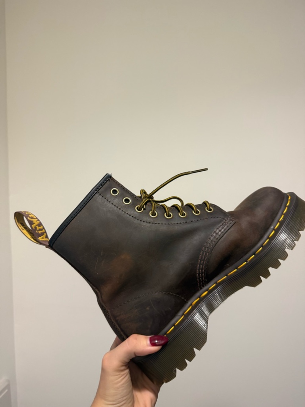 Dr. Martens Dark Brown Leather 8-Eye Lace-Up Combat Boot